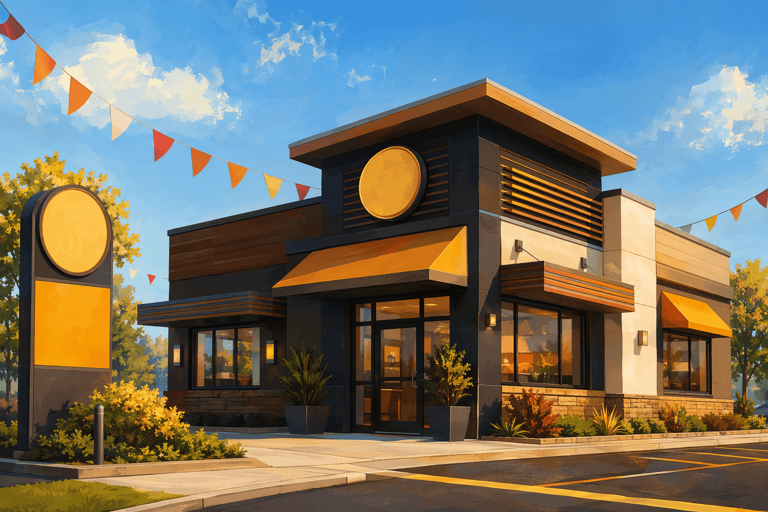Burger restaurant opening - illustration, Jake Team LLC