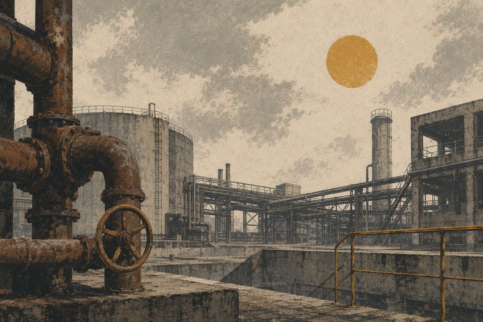 abandoned industrial site - illustration, Jake Team LLC