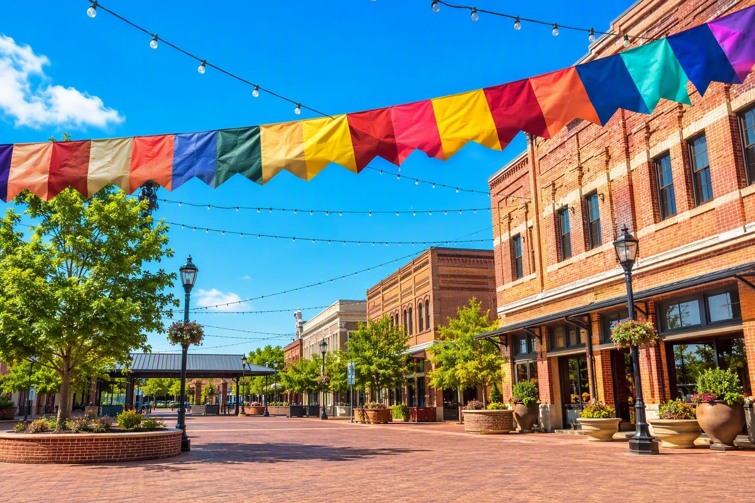 summer town square - illustration, Jake Team LLC