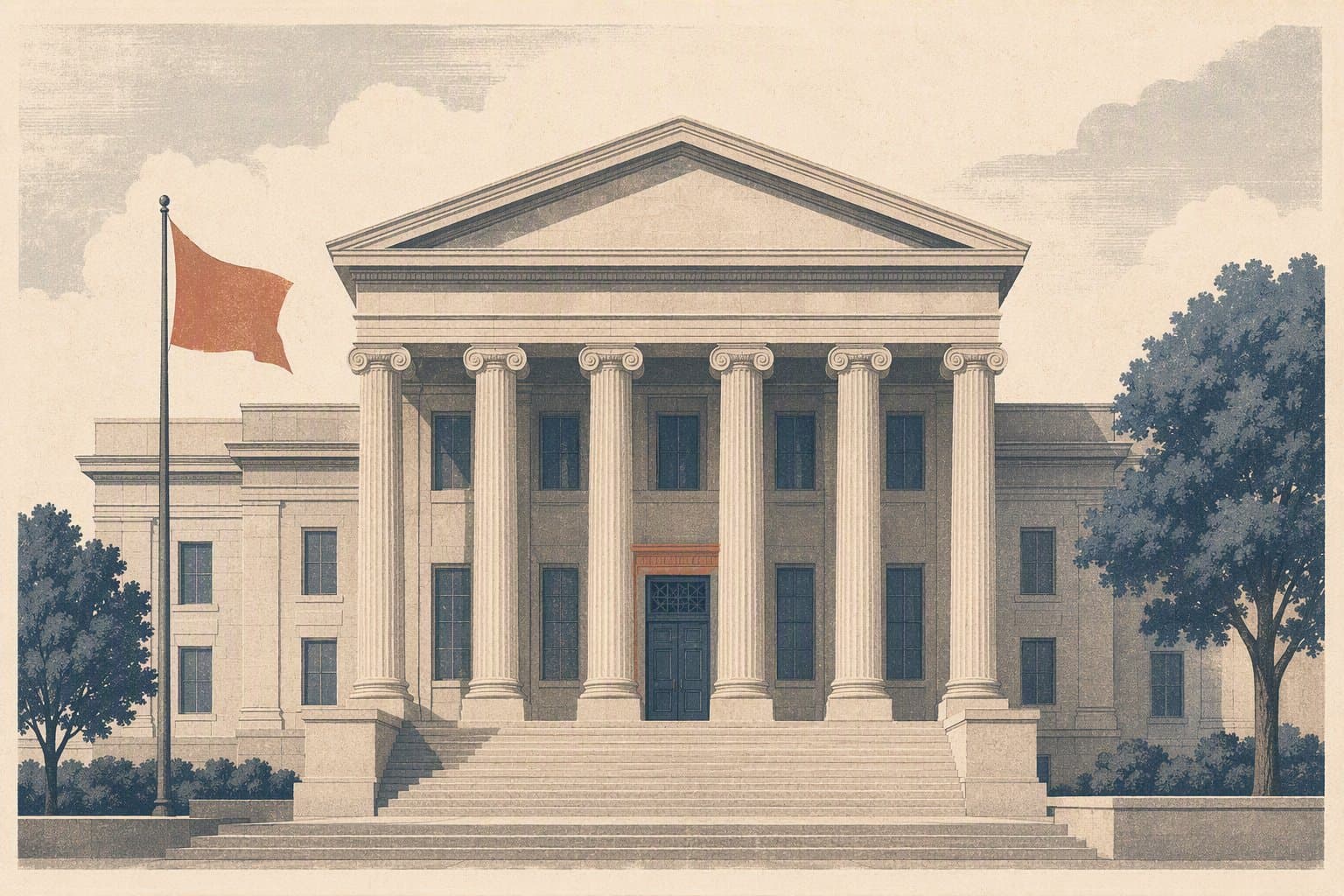 calm courthouse facade - illustration, Jake Team LLC