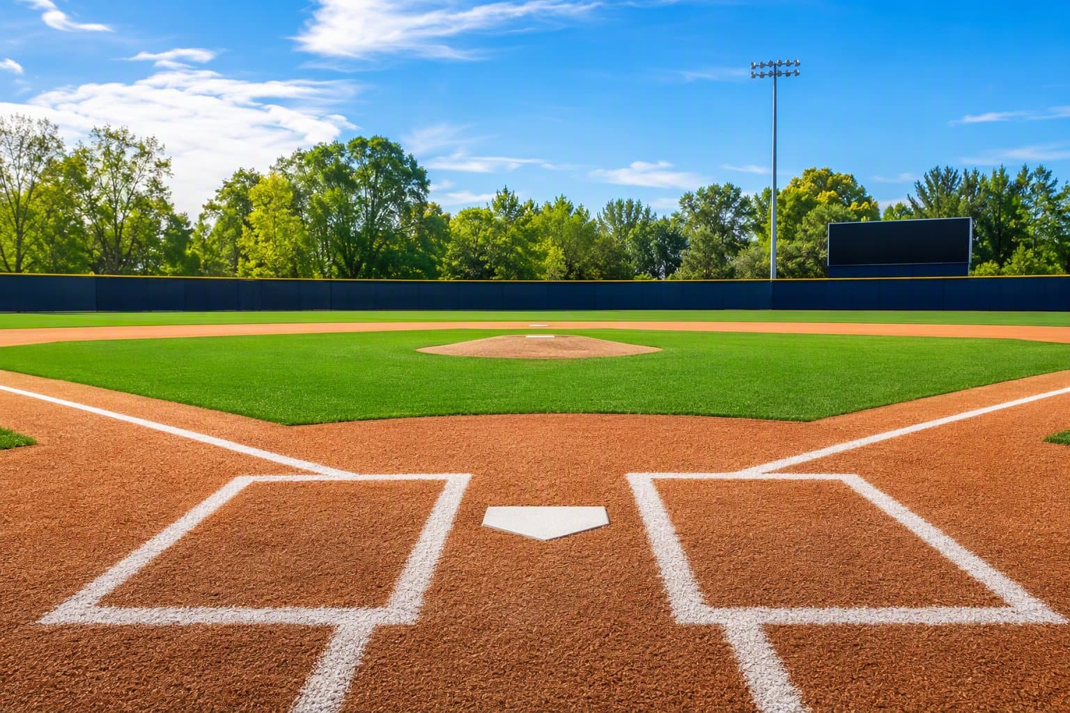 Sunlit baseball stadium - illustration, Jake Team LLC