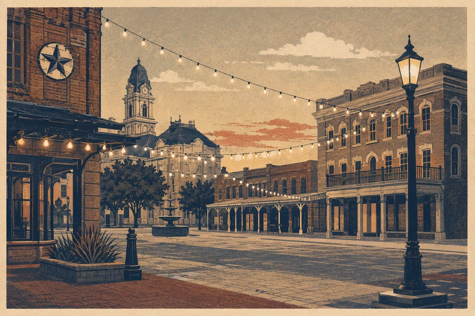 Fort Worth town square - illustration, Jake Team LLC