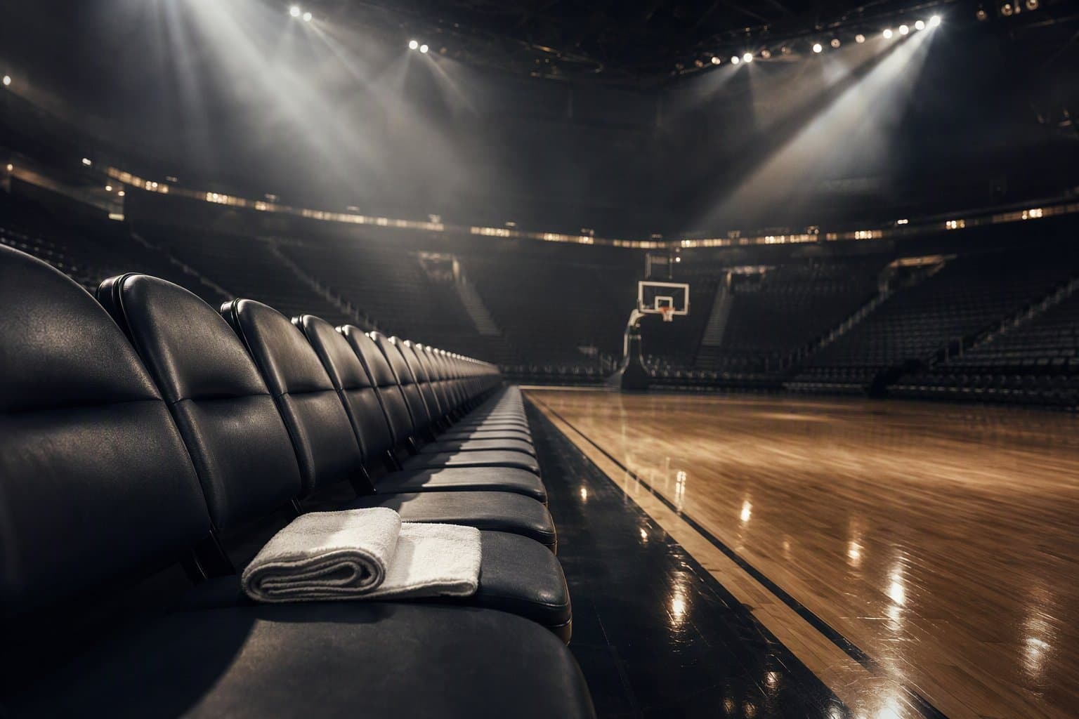 An empty coach's bench on the sideline - AI-generated illustration, Jake Team LLC
