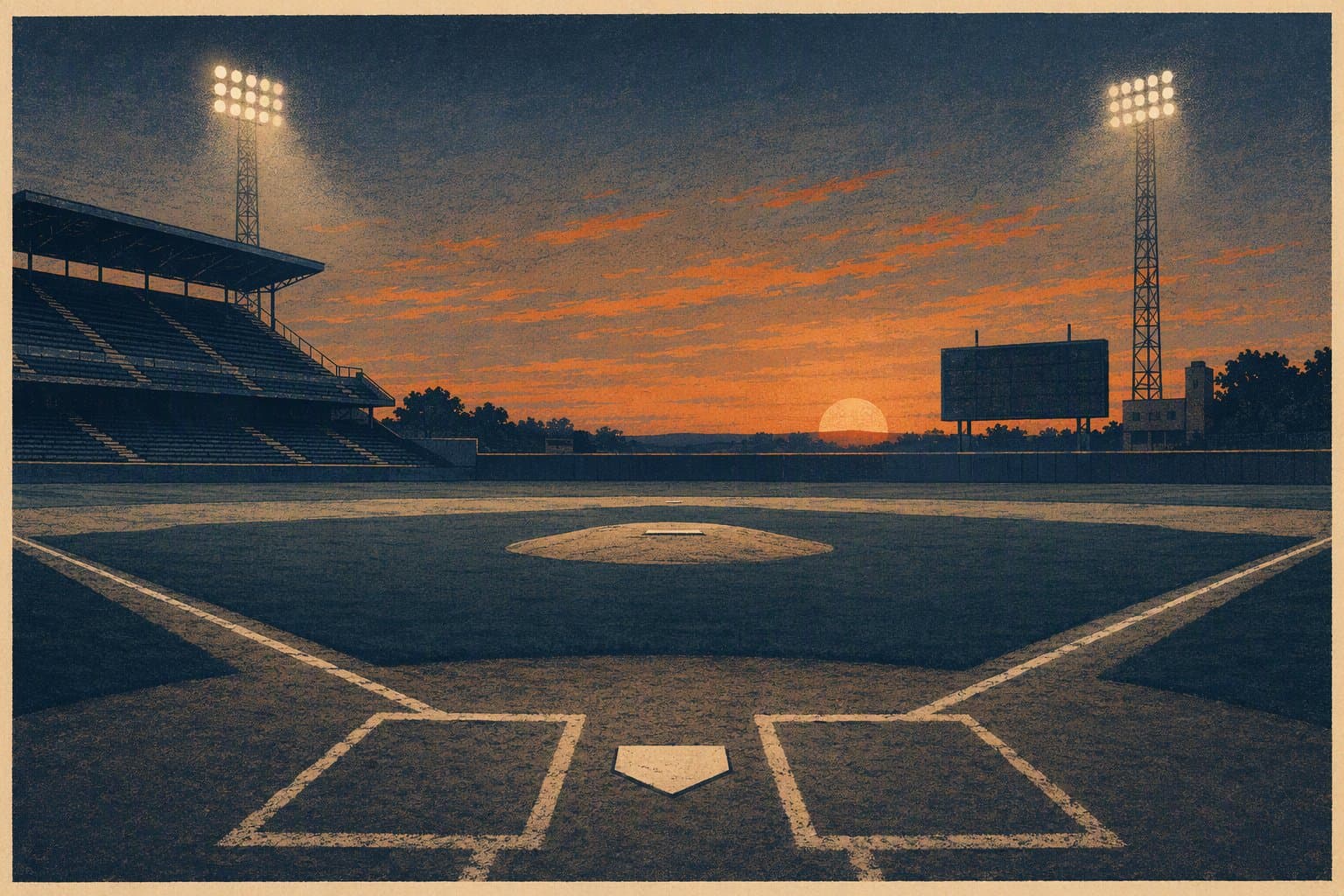 Evening baseball stadium - illustration, Jake Team LLC