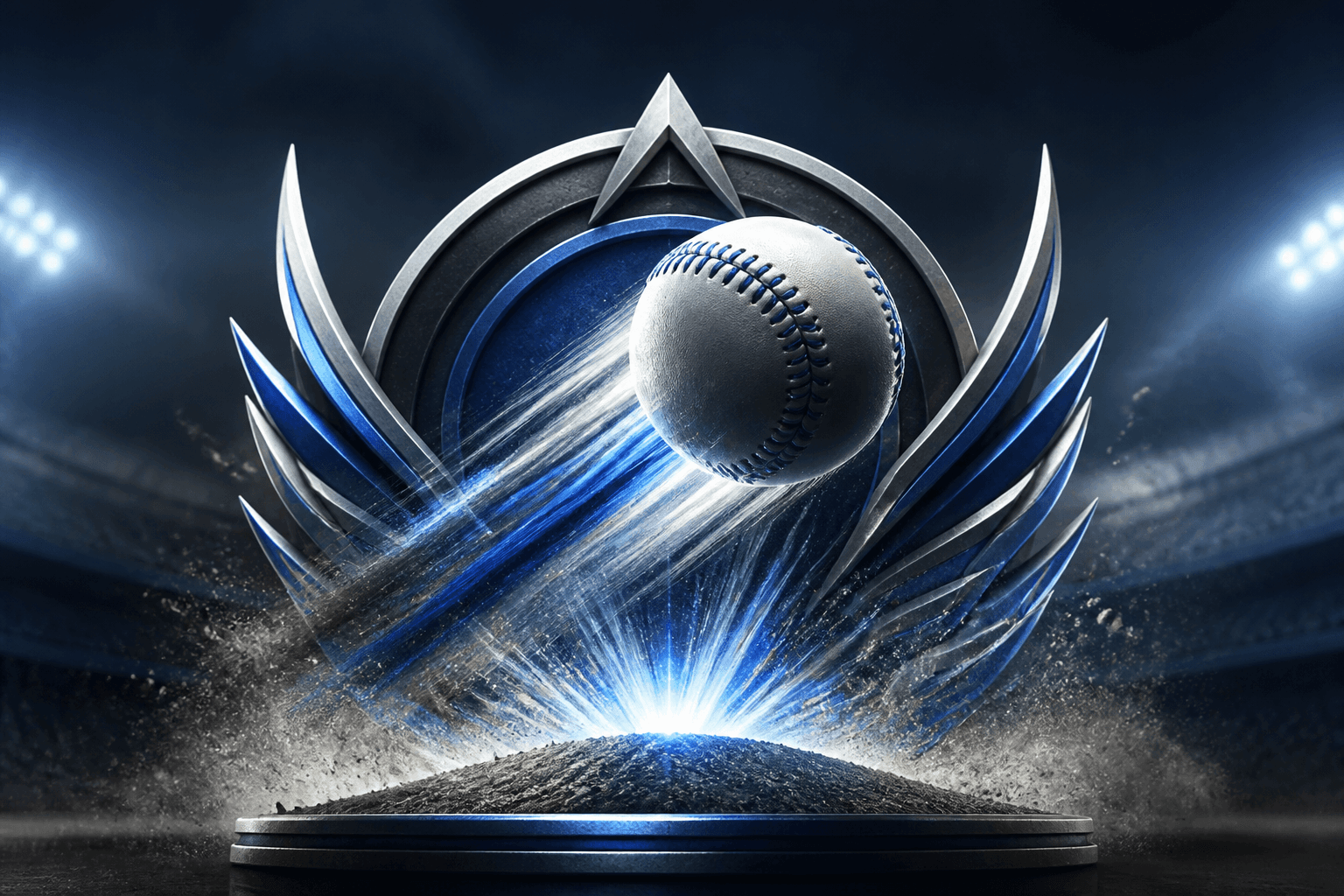 Award-style baseball emblem illustration, no athletes