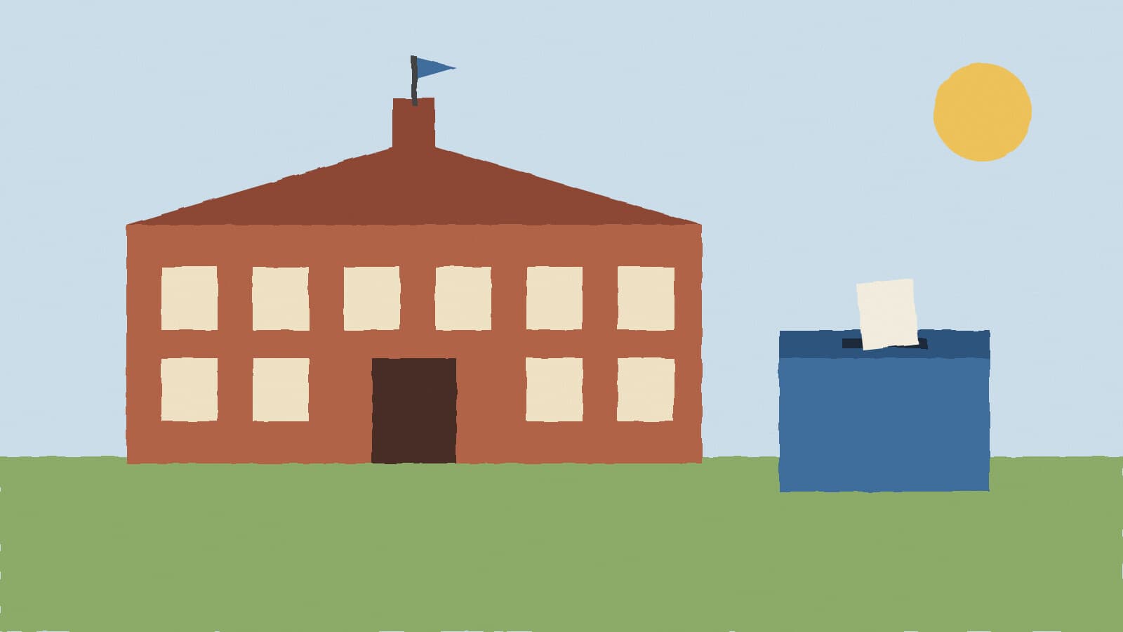 School building and ballot box - illustration, Jake Team LLC