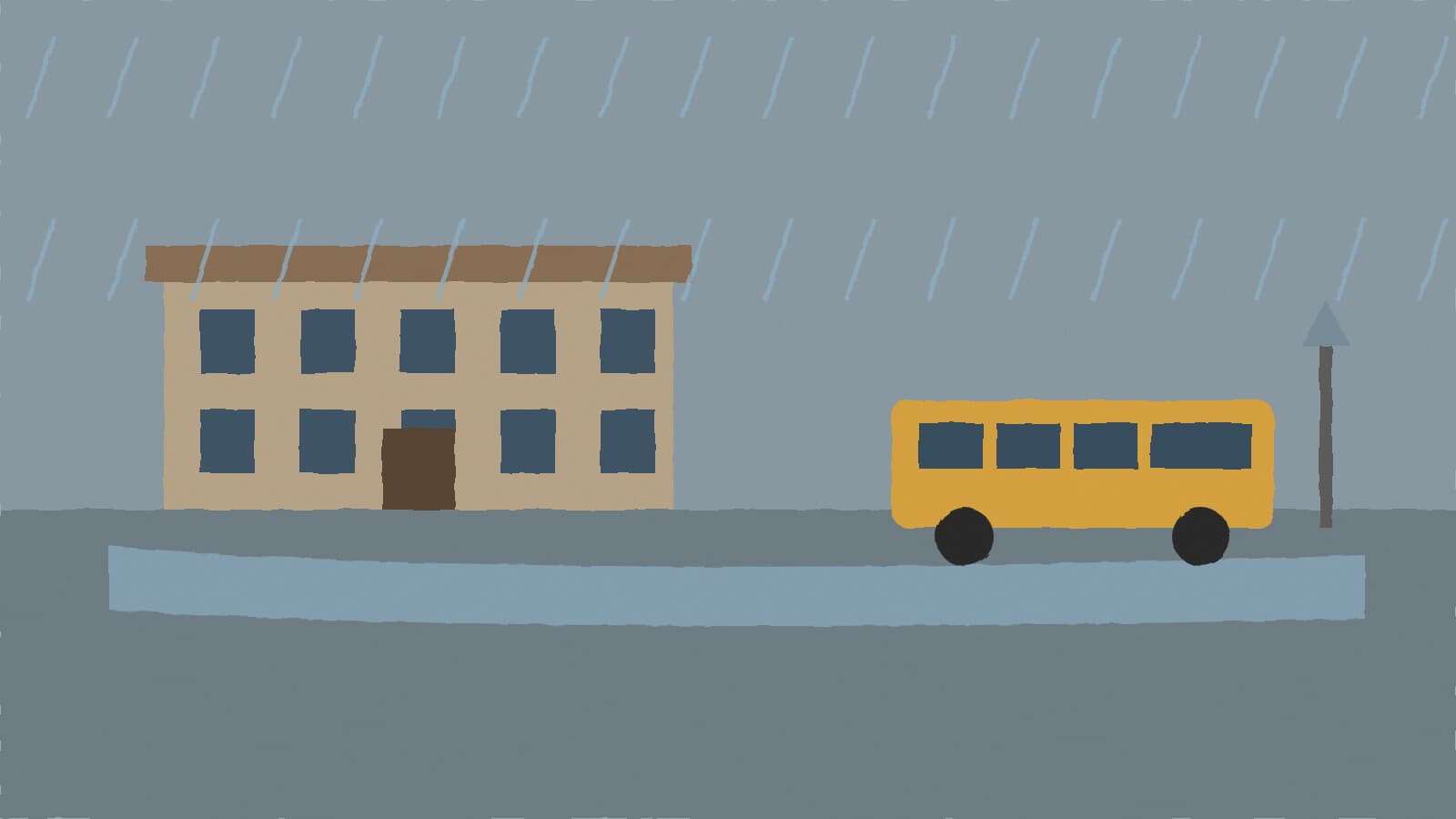 Storm-damaged school relocation - illustration, Jake Team LLC