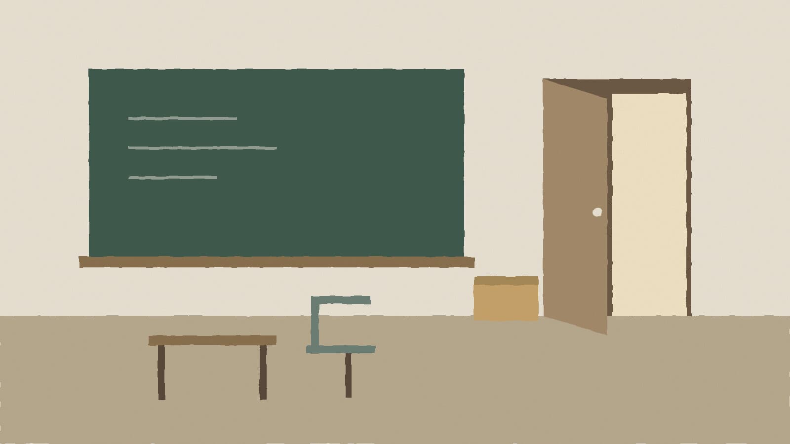 Empty classroom with open door - illustration, Jake Team LLC